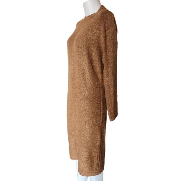 Mak women's large copper maxi high neck long sleeve sweater stretchy dress - Picture 3 of 5